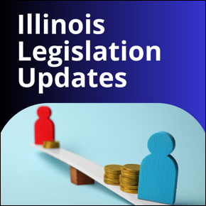 Illinois Legislation Updates. Coins on scales representing inequality in pay.